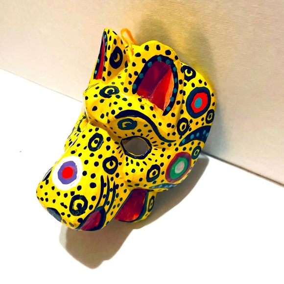 Ornamental Guatemala Hancrafted Tiger Mask 3" x 4" - Picture 3 of 4